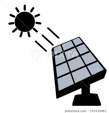 Solar Panel with Sun Black Icon for Solar Power Generation Solar Panel with Sun Black Icon for Solar Power Generation 143438461