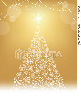 Christmas tree with text space on a gold background Christmas tree with text space on a gold background 143438588