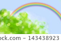 散景中新鮮的綠葉和彩虹 143438923