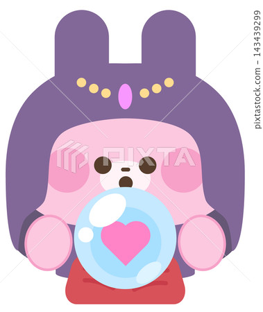 A fortune teller rabbit using a crystal ball (for love luck) A fortune teller rabbit using a crystal ball (for love luck) 143439299
