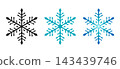Winter snowflake icon set of 3: Black, light blue, and blue gradient vector material 143439746