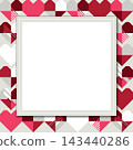 Blank square frame on abstract geometric hearts background modern retro style. 143440286