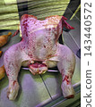 Thanksgiving day Raw Whole Plucked Turkey on Display at Butcher Counter 143440572
