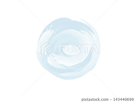 一幅清新的圓形水彩風格向量插圖，由多層淺藍色筆觸構成。 143440699