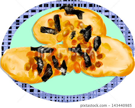 An illustration of fragrant natto mochi that can be used in New Year's celebrations or Japanese cuisine. An illustration of fragrant natto mochi that can be used in New Year's celebrations or Japanese cuisine. 143440985