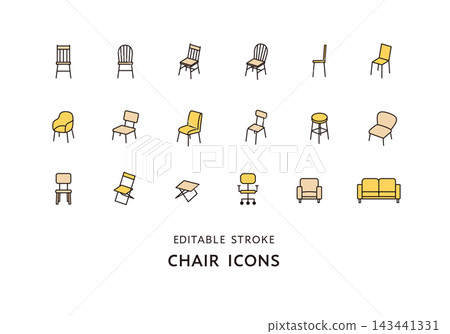 A set of icons for various chairs A set of icons for various chairs 143441331