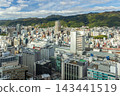 Streetscape of Kobe's Chuo Ward with Mount Rokko in the background. 143441519