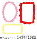 Paper cutout frames set isolated on white background. Colorful pink, red and yellow scalloped paper borders collage. 143441982