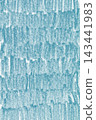Blue oil pastel shading texture on paper top view. Vertical background of hand drawn crayon zigzag strokes and wax texture on white paper. 143441983