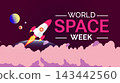 World space week, Banner poster desig celebrated in October. Perfect for background,holiday event,Header design,Social media,Vector Illustration 143442560