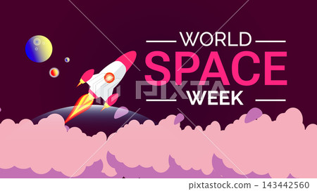World space week, Banner poster desig celebrated in October. Perfect for background,holiday event,Header design,Social media,Vector Illustration World space week, Banner poster desig celebrated in October. Perfect for background,holiday event,Header design,Social media,Vector Illustration 143442560
