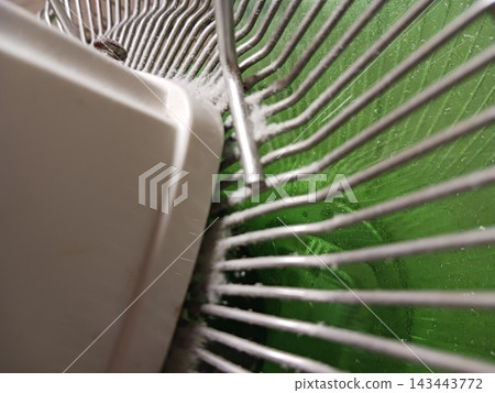Dust and dirt accumulated on a fan used for everyday purposes 143443772