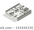 帶陽台的2LDK公寓單元的等距平面圖。 143444326