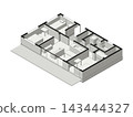 大跨度轉角三房兩廳公寓的剖面平面圖。 143444327