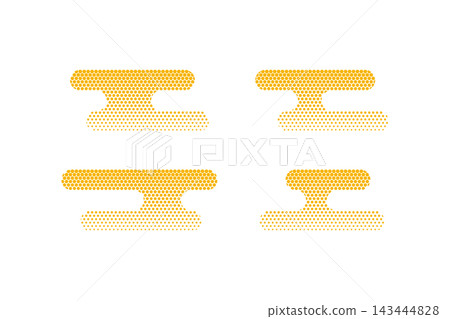 Japanese-style cloud and mist halftone set of 4 mist parts drawn with halftone dots, in Japanese colors: golden yellow and yellow. Japanese-style cloud and mist halftone set of 4 mist parts drawn with halftone dots, in Japanese colors: golden yellow and yellow. 143444828