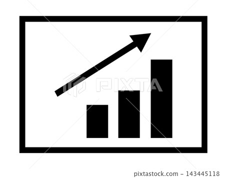 白板上畫著一個顯示上升趨勢的長條圖和一個象形圖。 白板上畫著一個顯示上升趨勢的長條圖和一個象形圖。 143445118
