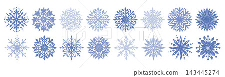Hand-drawn snowflake set with crayon texture. Hand-drawn snowflake set with crayon texture. 143445274
