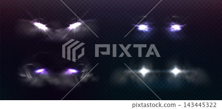 Realistic car headlights on transparent background Realistic car headlights on transparent background 143445322