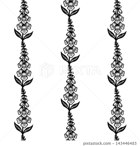 Black flower vertical stripes seamless pattern background Black flower vertical stripes seamless pattern background 143446483