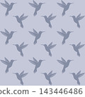 Hummingbird silhouettes seamless pattern on grey-blue background 143446486