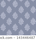 Botanical leaf branches seamless pattern on grey-blue background 143446487