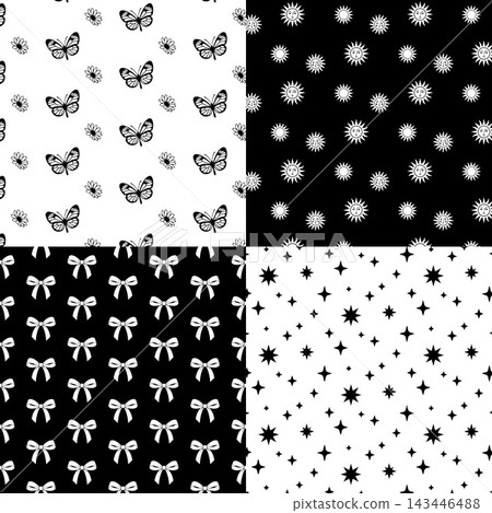 Black and white minimalist seamless patterns vector set Black and white minimalist seamless patterns vector set 143446488