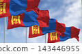 Close-up of Mongolia national flags waving in the wind 143446955