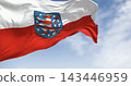 Close-up of Thuringia flag waving in the wind 143446959