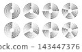 Circular spiral lines create dynamic rotation effect with halftone dots. Abstract radial pattern shows speed and motion. 143447376