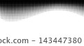 Dotted wave divider with halftone texture for website headers. Curve banner design creates elegant separation between page sections with smooth gradient fade. 143447380