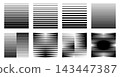 Gradient pattern with straight parallel stripes creating halftone texture. Black and white horizontal lines form abstract geometric background with smooth fade transition. 143447387