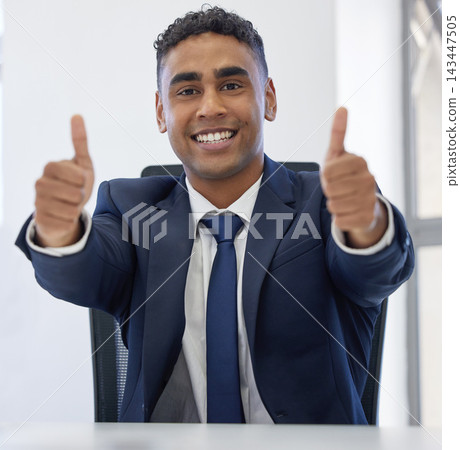 Indian man, business and portrait thumbs up for agreement approval like, support or solidarity. Male person, hand gesture snd corporate winning or growth investment for good job, victory or review Indian man, business and portrait thumbs up for agreement approval like, support or solidarity. Male person, hand gesture snd corporate winning or growth investment for good job, victory or review 143447505