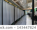 Modern Quiet Study Cafe Interior with Private Desks and Partitions 143447824