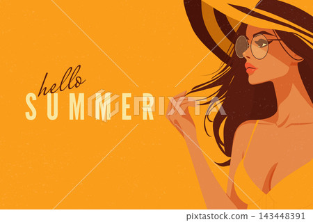 sunny yellow background layout with stylish beach vacation graphics sunny yellow background layout with stylish beach vacation graphics 143448391