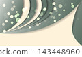 Elegant abstract background featuring layered green curved paper waves and glowing bokeh lights. Perfect for corporate presentations, business cards, covers, and promotional banners. 143448960