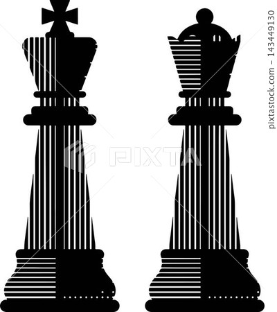 Black chess king and queen silhouettes on a white background vector illustration Black chess king and queen silhouettes on a white background vector illustration 143449130
