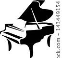 Black grand piano vector illustration with a simplified stylized design 143449154