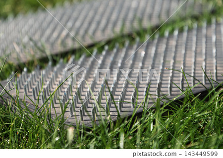 Sadhu board nails macro foreground yoga meditation practice Sadhu board nails macro foreground yoga meditation practice 143449599