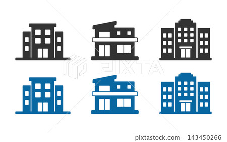 Vector set of modern building and house icons for real estate architecture web design app interface graphic elements on white background. Vector set of modern building and house icons for real estate architecture web design app interface graphic elements on white background. 143450266