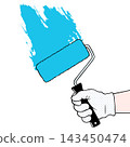 Paint roller leaves a bright blue smear 143450474