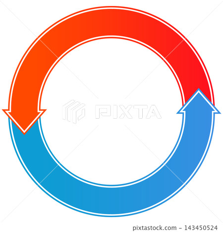Red and blue arrows, air conditioning cycle Red and blue arrows, air conditioning cycle 143450524