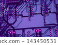 Pattern Of Blue PCB With Mechanical Draw Design of Cogwheels in Print Circuit Style. Cyberspace and Artificial Intelligence Illustrative Stock Image  143450531