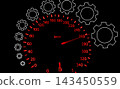 Half Circle Form Contours of Gears over Car Speedometer at Speed 260 Kilometers per Hour    143450559
