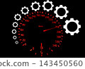 Gradual Pattern of White Cogwheels Increase the Size over Red Digits and Arrows on a Car Instrument Cluster 143450560