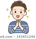 Daily life and communication material for a man in his 40s: Short hair, happy. 143451244
