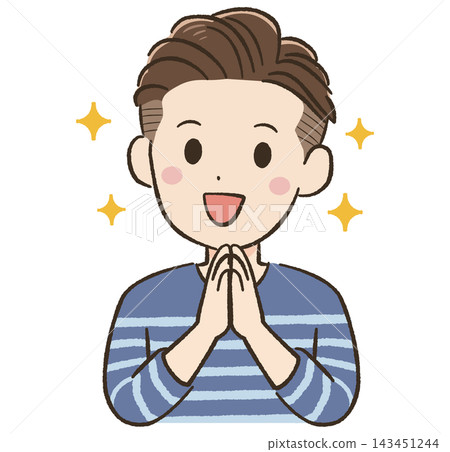 Daily life and communication material for a man in his 40s: Short hair, happy. Daily life and communication material for a man in his 40s: Short hair, happy. 143451244