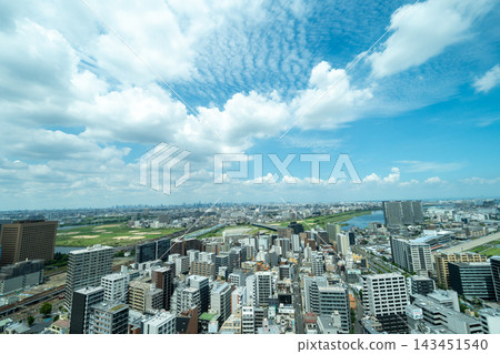藍天和川崎的城市景觀 藍天和川崎的城市景觀 143451540