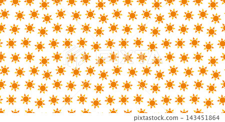 太陽圖示無縫圖案。重複的背景設計素材,象徵夏天和陽光。 太陽圖示無縫圖案。重複的背景設計素材,象徵夏天和陽光。 143451864