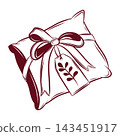 Vector illustration of a Christmas pillow wrapped with a bow 143451917