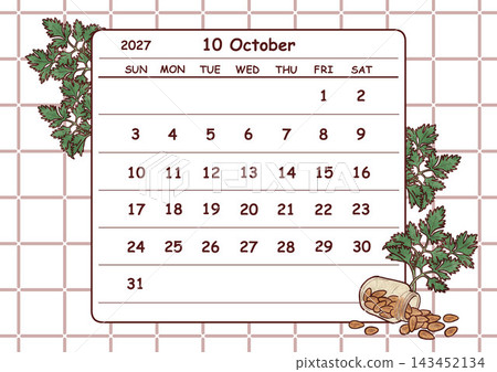 October 2027 Calendar (Sunday Start) October 2027 Calendar (Sunday Start) 143452134